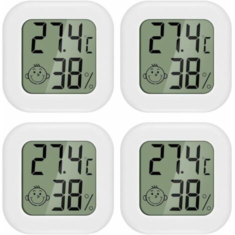 PAIRIER 4 pièces Mini LCD Thermomètre Hygromètre Interieur Termometre Maison Convient pour Les Chambres D'enfants,Les Chambres de Personnes âgées etc