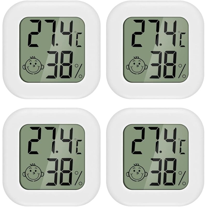 PAIRIER 4pcs Mini LCD Thermometer Hygrometer Indoor Home Termometer Suitable for Children's Rooms, Elderly Rooms etc.