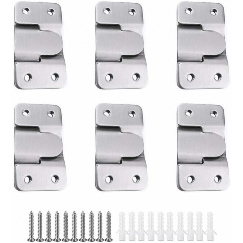 Cyslmuk - 6 Pairs [12 Pack] Concealed Mounting Bracket Embedded Interlocking Hanging Buckle Stainless Steel Wall Hardware for Hanging Picture Mirror