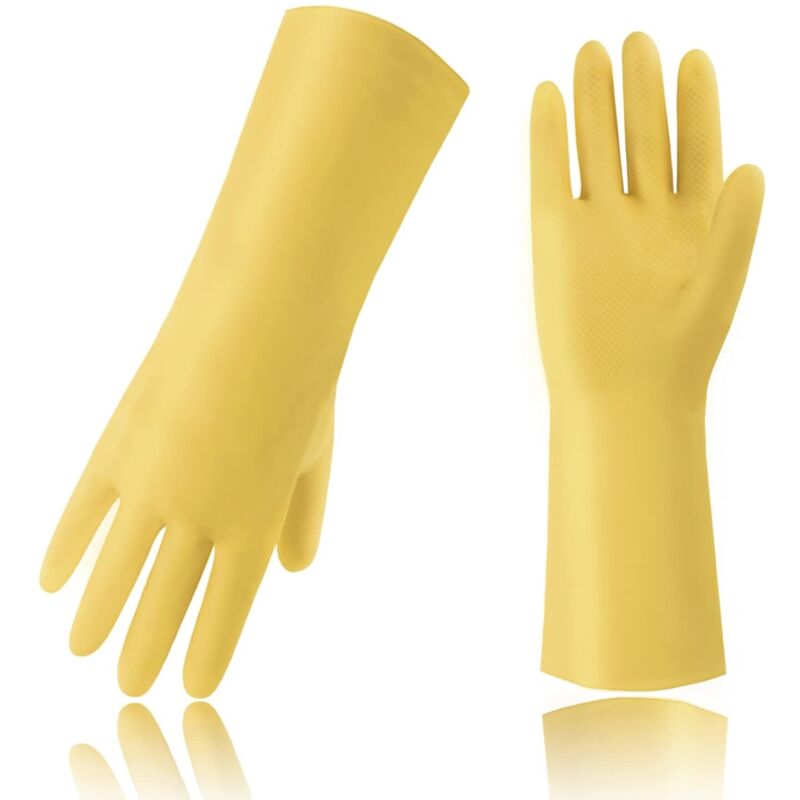 Pairs of Yellow Work Gloves, Chemical Resistant Gloves, Non-Slip Protective Gloves, Acid, Alkali and Oil Resistant, Rubber, Soft and Comfortable