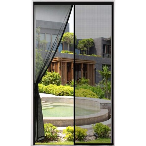 ¨PAISSIE Moustiquaire Porte Magn¨tique 80x220cm Maille Tr¨¨s Dense Moustiquaire Porte Aimant¨e Rideau Anti Mouches Anti Insectes Avec Ruban Adh¨sif, Batons Magn¨tiques, Fermeture Automatique, Noir