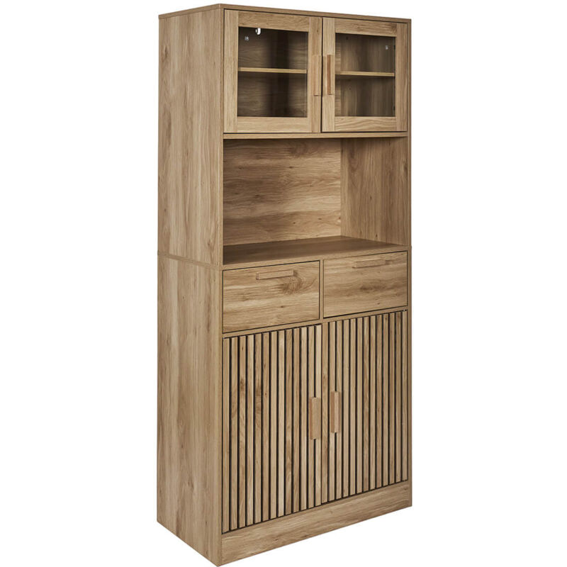 Altobuy - pajan - Buffet Vaisselier Multi-Rangement Effet Bois avec Tasseaux