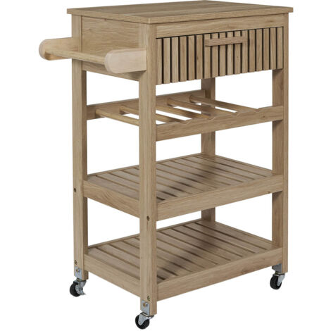 PAJAN - Desserte de Cuisine Multi-Rangement Effet Bois avec Tasseaux