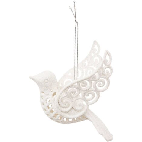 Pajarito blanco con purpurina 10cm - Atmosphera créateur d'intérieur