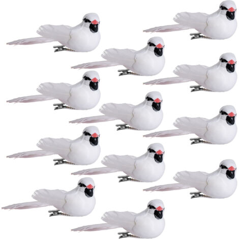 Pájaros artificiales para decoración de jardín, pájaros con plumas, arte floral para uso interior y exterior [12 piezas] Plumas de espuma (9.3.4)