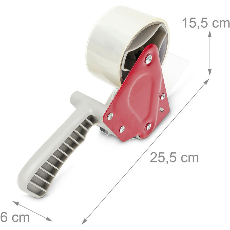 Klebebandabroller Pakete /& Kartons zukleben handlich Relaxdays Paketbandabroller rot//grau flexibler Rollwiderstand