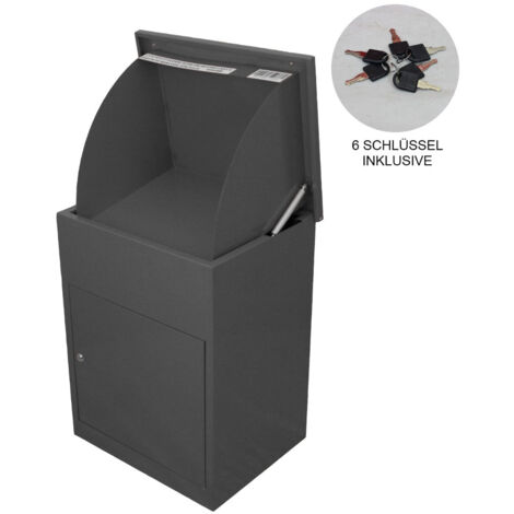 Paketkasten Paketbriefkasten Briefkasten für Pakete Briefkasten mit Paketfach Paketbox Postbox Paket-Dropbox Paketstation für zuhause Paket-Standbriefkasten Paket-Briefkasten abschließbar Grau