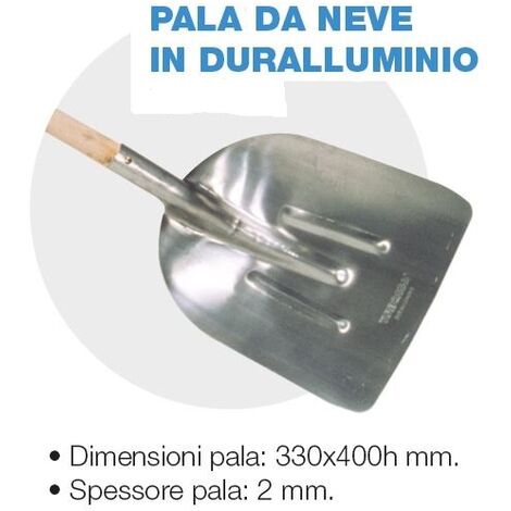 PALA NEVE ACCIAIO ZINCATO 40x33 cm MANICO NATURALE 140 cm Ø 38 mm