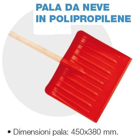 Pala da Neve 45 cm in Polipropilene con Manico in Legno Ø40 mm