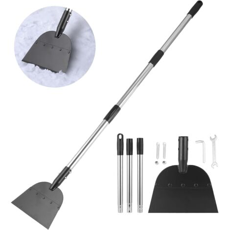 Pala de nieve de acero al manganeso, plana y con mango ajustable, ideal para quitar malezas y musgo de los bordes del césped.