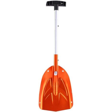 Pala de nieve metálica, pala de nieve plegable de aleación de aluminio con mango telescópico retráctil, pala de hielo de invierno, herramienta para acampar al aire libre, color naranja.