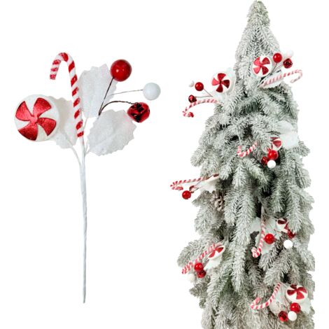 Pala navideña - Rama navideña hecha de dulces adornos con campana de 24 cm