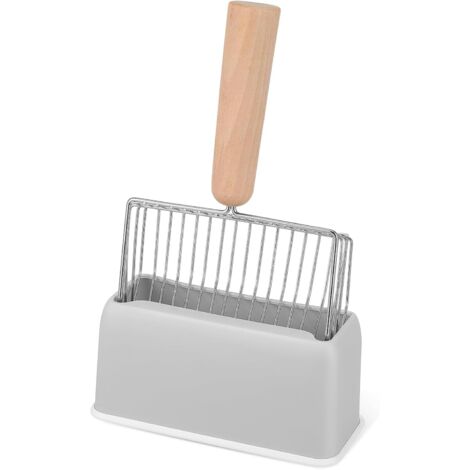 Pala para arena de gato con mango para una rápida extracción de la arena, kit de tamizado con práctico soporte de almacenamiento, accesorios para arena de gato