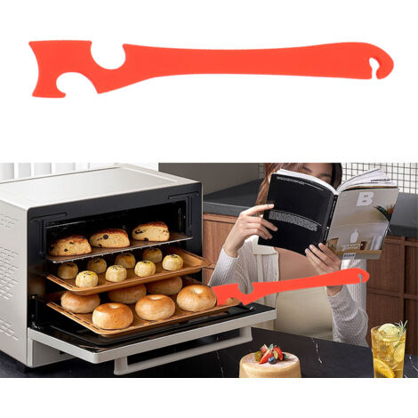 Pala para horno Croduit de 3 cm con mango largo de PP, juego de 2 piezas, herramienta de seguridad para contactos calientes en rejillas y parrillas de pequeños electrodomésticos de cocina.