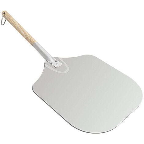 Pala para pizza, pala para pizza de aluminio, pala para pizza, pala para pizza con gran superficie, práctico mango de madera, fácil de guardar, cómoda de usar, adecuada para parrillas y hornos 6