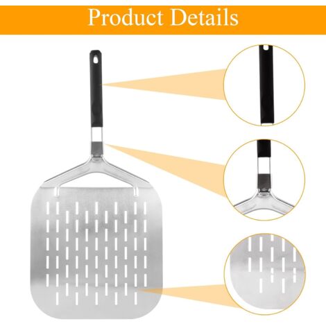 Pala per pizza, 42 x 32 cm, con manico pieghevole, pala per pizza professionale in acciaio inox per cucinare deliziose pizze fatte in casa, barbecue, pane