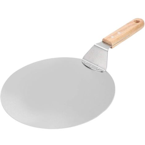 Pala per pizza, pala per pizza rotonda in acciaio inossidabile da 10 pollici, spatola per pizza con manico in legno per