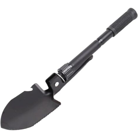 Pala pieghevole multifunzionale per esterni, ideale per campeggio, giardinaggio e spiaggia, leggera e facile da riporre, nera.