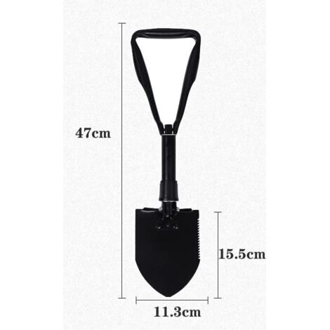 Pala pieghevole multifunzione grande da 47 cm con borsa portaoggetti, pala da campeggio per scavare/scavare/tagliare/piallare/segare il legno, pala pieghevole
