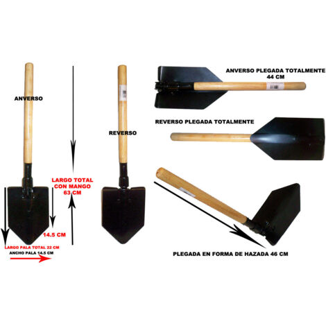 Pala Plegable 63 x 14.5 cm con Mango de Madera MANNESMANN
