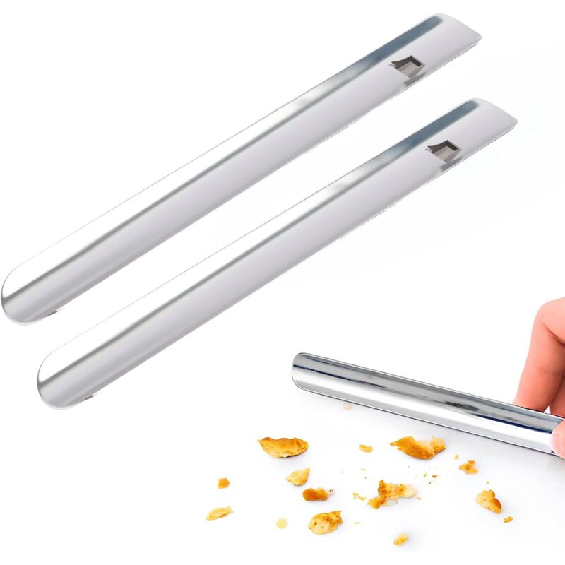 Pala recogemigas de aluminio de 2 piezas para mesa, accesorio de limpieza para manteles, raspador de alimentos, raspador de migas de pan, removedor