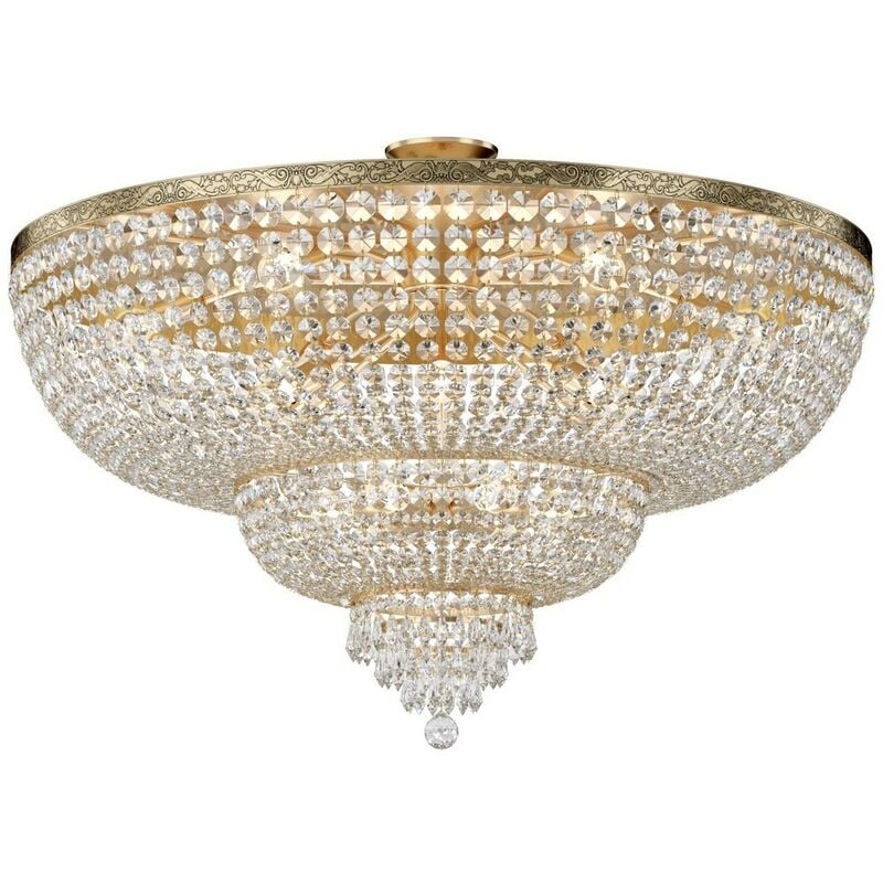 Palace Soffitto semi-incasso in oro antico e cristallo, 18 luci, E27