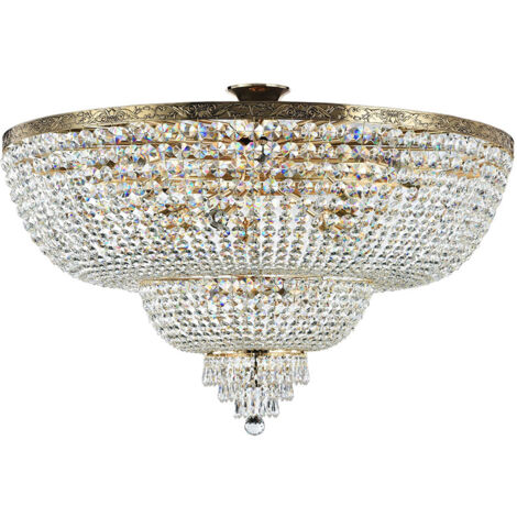 Palace Soffitto semi-incasso in oro antico e cristallo, 18 luci, E27