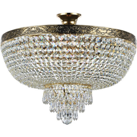 Palace Soffitto semi-incasso oro antico e cristallo, 6 luci, E27