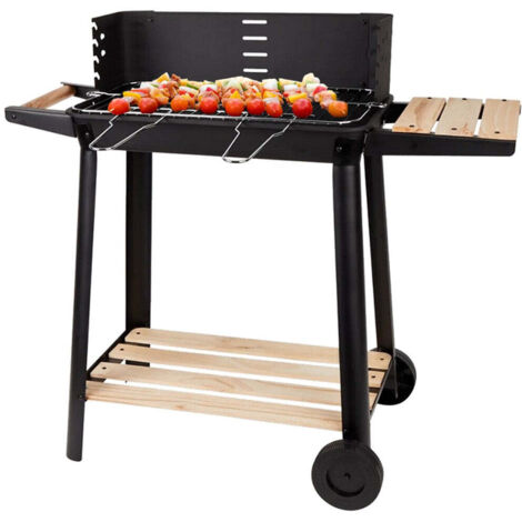 PALACIO Barbecue charbon avec étagères bois