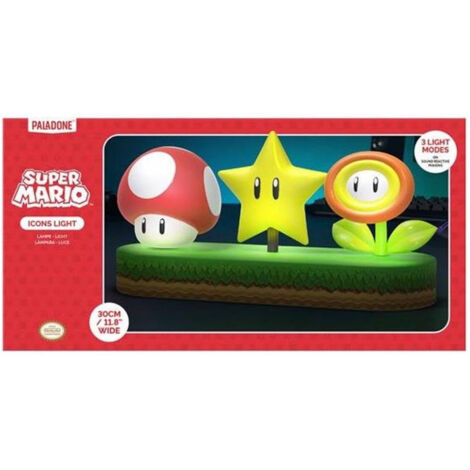PaladoneSuper Mario Icon Light -de lampada da tavolo con licenza ufficiale de Mario Brothers, de decorazione della stanza de  giochi e merchandise per ragazzi e ragazze, de accessorio de regalo de luc