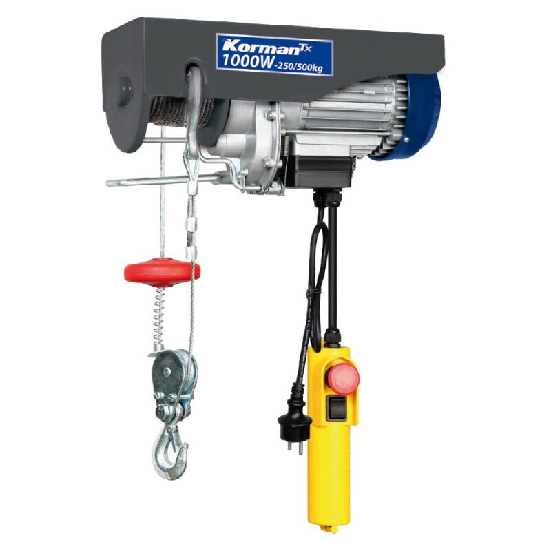 Korman Tx - Palan électrique 1000W 250/500Kg type treuil à câble électrique