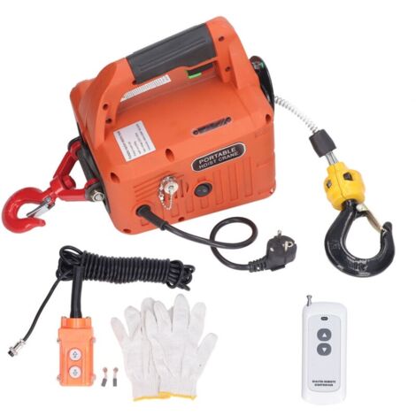 Palan électrique Grue de treuil électrique portative avec télécommande Capacité de 500 kg Hauteur de levage maximale de 7,6 m 1500 W Prise UE 220 V