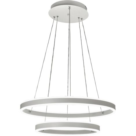 PALAU LAMPADARIO A SOSPENSIONE BIANCA 2 RINGS A LED 3000K - 108W - 11780 lm DIMMERABILE