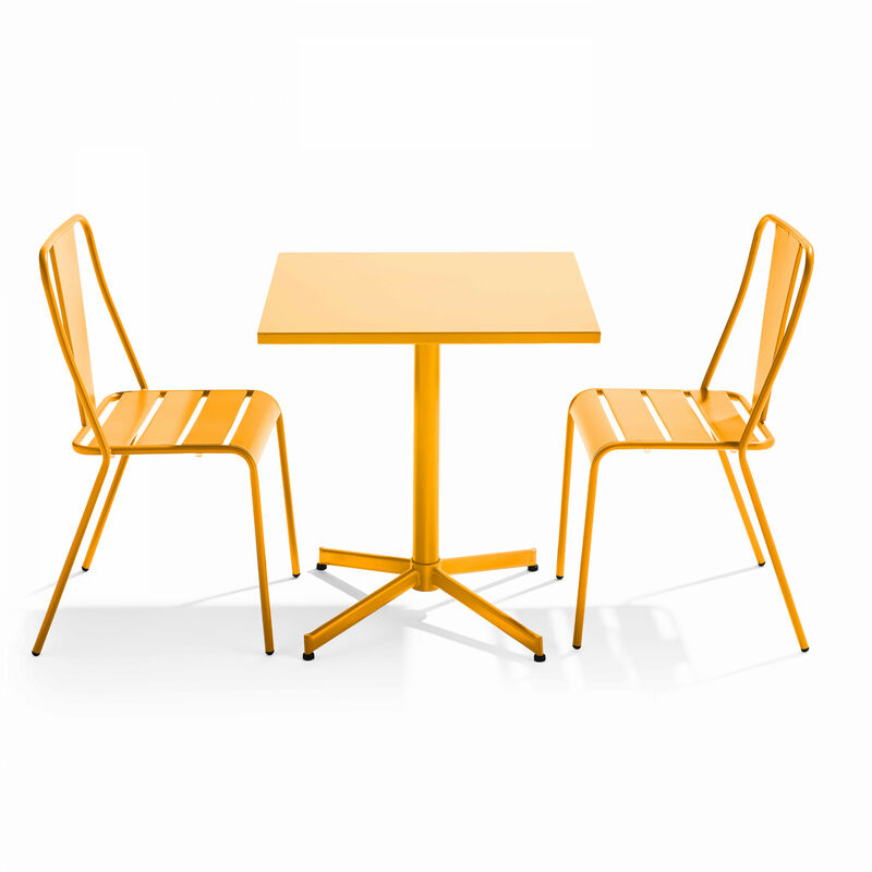 Oviala - Ensemble table inclinable de jardin et 2 chaises jaune - Palavas