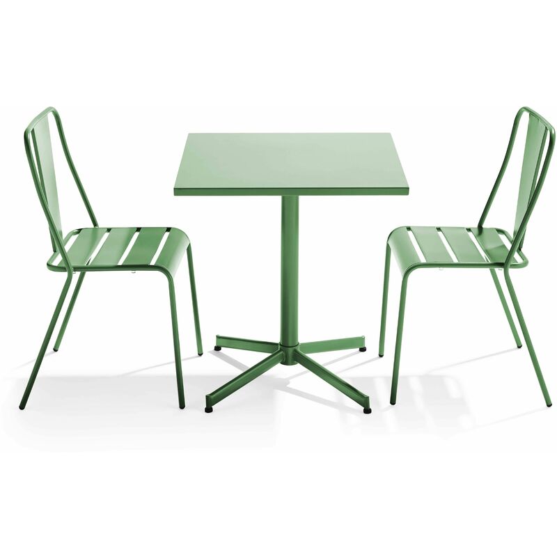 Ensemble table inclinable de jardin et 2 chaises vert cactus - Palavas - Vert Cactus