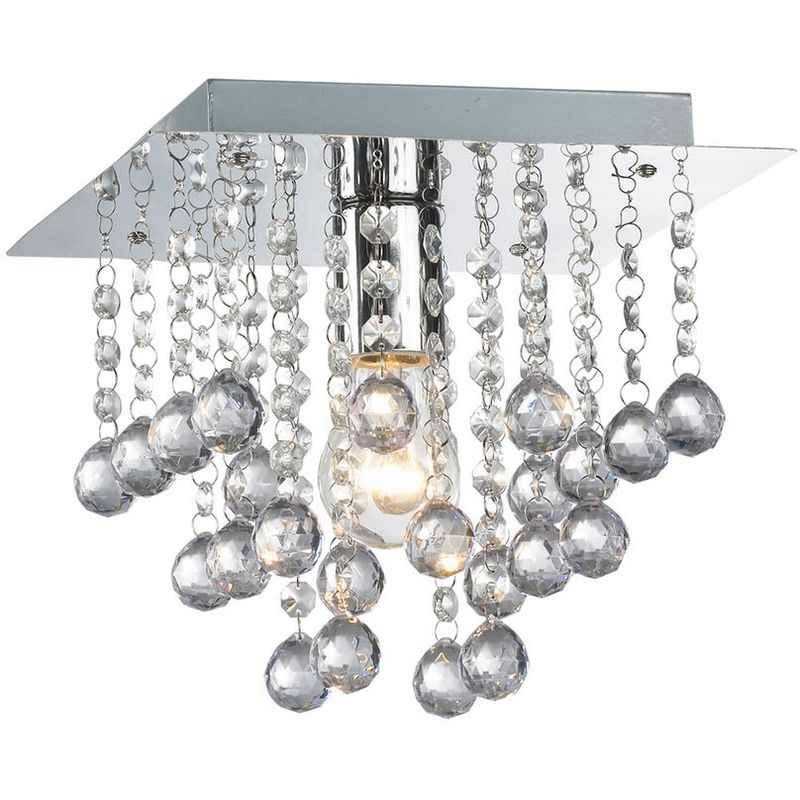 Lights4living - Palazzo 1 Light Square Acrylic Flush Ceiling Chandelier In Polished Chrome