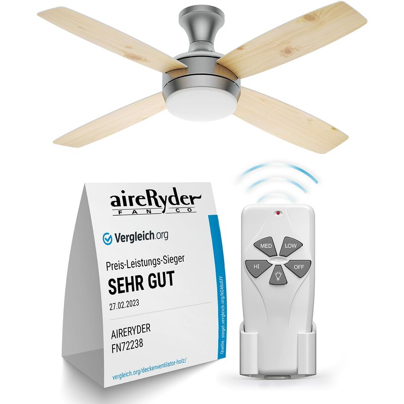 AireRyder FN72238 Ventilatore da Soffitto, 50 W, 240 V, Nickel Satinato, 132 cm