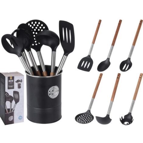 paletas cocina madera nylon 7 piezas juego