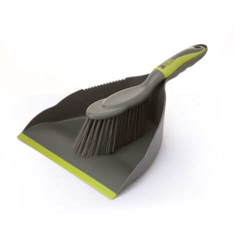Paletta e scopa combinate - bordi seghettati - ergonomica - fibre floreali per assorbire la polvere - design francese - 32,5 cm