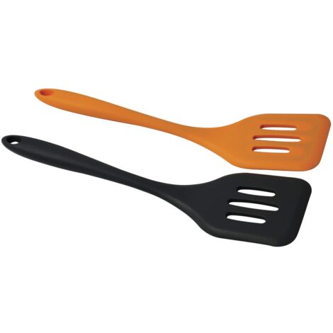 Paletta fritti forata in silicone, 29 x 7 x 1,5 cm, Soft Collection, (colore: nero o arancione), quantità: 1 pezzo.