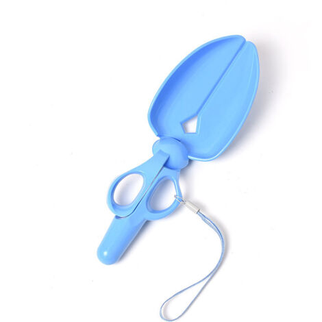 Paletta per animali domestici con manico lungo, strumento di pulizia in plastica con ampia apertura per lettiera e rifiuti di gatti, adatta per animali di piccola e grande taglia, blu