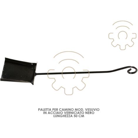 Paletta per camino mod Vesuvio in acciaio verniciato nero lunghezza 50 cm