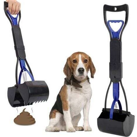 Paletta per la raccolta delle deiezioni canine, manico robusto lungo 45 cm, clip dentellata, per la pulizia e la raccolta degli escrementi di cani e gatti, clip per uso interno/esterno per cani e gatt