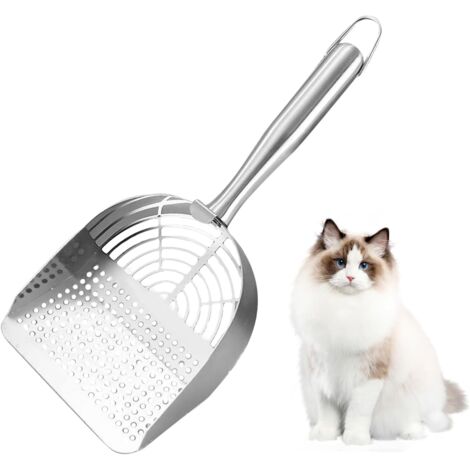 Paletta per lettiera generica per gatti, 2 in 1, in acciaio inox, per la raccolta degli escrementi degli animali, in particolare quelli dei gattini, per la casa, soggiorno e interni, per diversi anima