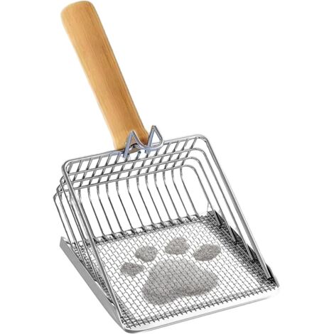 Paletta per lettiera per gatti - Paletta per lettiera in metallo con filtro, paletta in acciaio inossidabile antiaderente, setaccio resistente per raccogliere feci di gattini, animali domestici, razze