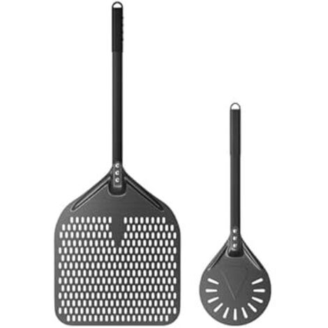Paletta per Pizza in Alluminio Anodizzato Durevole, 14 e 8 Pollici, Forata, Resistente alle Alte Temperature.