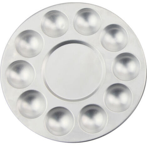 Palette de peinture ronde d'artiste, plateau de mélange de peinture à l'aquarelle en métal,  outil de mélange 10 puits 2 pièce