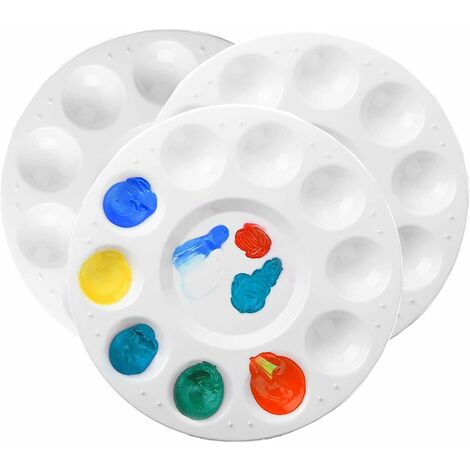 Palette Plateau De Peinture En Plastique Palette De Mélange De Tons Ronds Peinture Et Peinture À L'huile Bricolage Artisanat Art Peintures (3 Pièces)