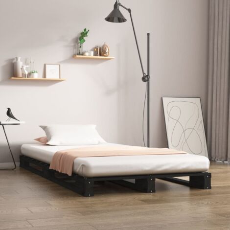 Palettenbett Schwarz 75x190 cm Massivholz Kiefer vidaXL