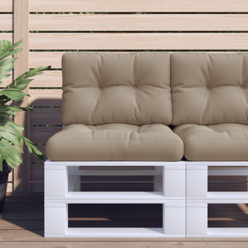Palettenkissen 2-tlg. Taupe Stoff Vidaxl